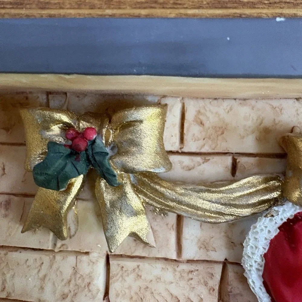 Vintage Christmas Fireplace Resin Picture Frame 5x7 Holiday Photo Frame Decor